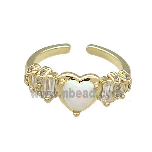 Copper Rings Pave Zircon Heart Gold Plated