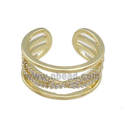 Copper Rings Pave Zircon Gold Plated