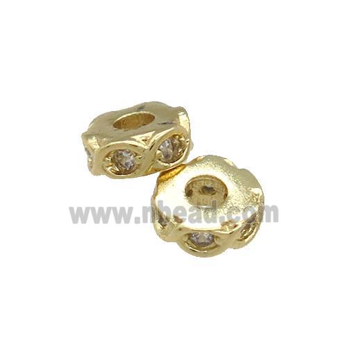 Copper Heishi Beads Pave Zircon Gold Plated