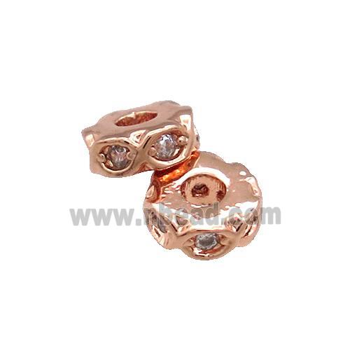 Copper Heishi Beads Pave Zircon Rose Gold