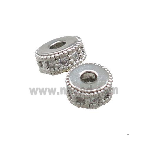 Copper Heishi Beads Pave Zircon Platinum Plated