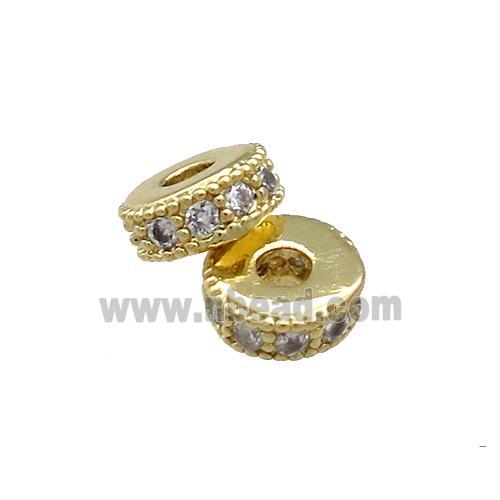 Copper Heishi Beads Pave Zircon Gold Plated