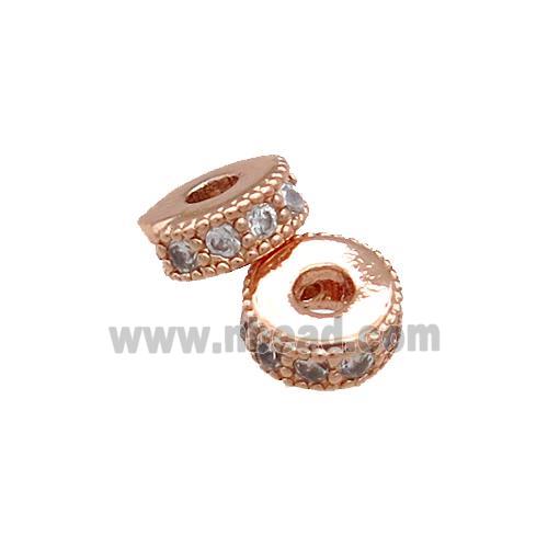 Copper Heishi Beads Pave Zircon Rose Gold