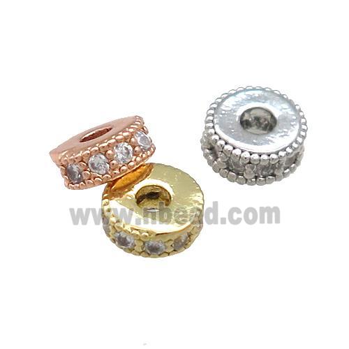 Copper Heishi Spacer Beads Pave Zircon Rondelle Mixed