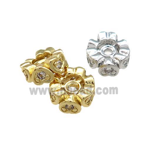 Copper Rondelle Beads Pave Zircon Mixed