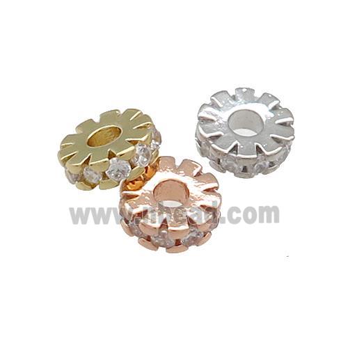 Copper Heishi Spacer Beads Pave Zircon Rondelle Mixed