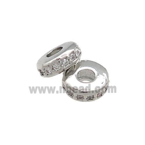 Copper Heishi Beads Pave Zircon Platinum Plated