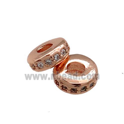 Copper Heishi Beads Pave Zircon Rose Gold