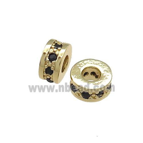 Copper Heishi Beads Pave Zircon Gold Plated