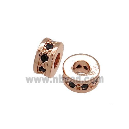 Copper Heishi Beads Pave Zircon Rose Gold