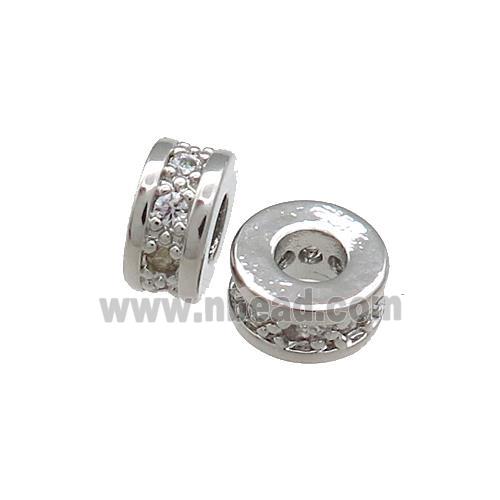 Copper Heishi Beads Pave Zircon Platinum Plated