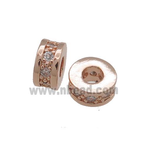 Copper Heishi Beads Pave Zircon Rose Gold