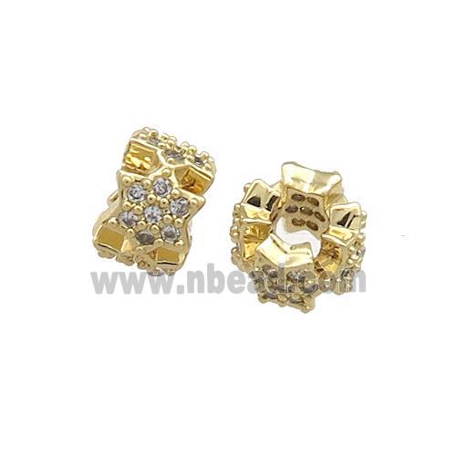 Copper Rondelle Beads Pave Zircon Gold Plated