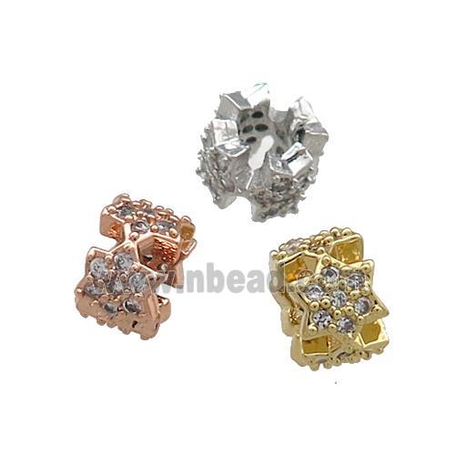 Copper Rondelle Beads Pave Zircon Mixed