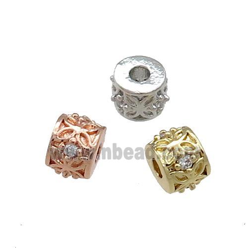 Copper Tube Beads Pave Zircon Mixed