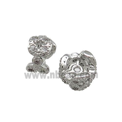 Copper Rondelle Beads Pave Zircon Platinum Plated