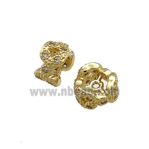 Copper Rondelle Beads Pave Zircon Gold Plated