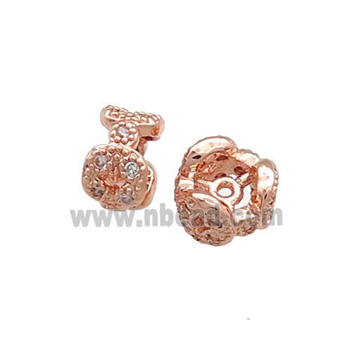 Copper Rondelle Beads Pave Zircon Rose Gold