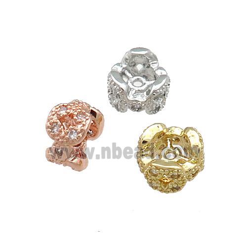 Copper Rondelle Beads Pave Zircon Mixed