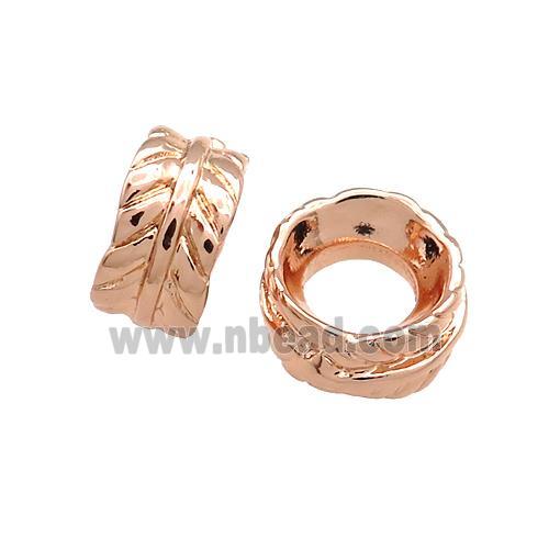 Copper Leaf Beads Rondelle Large Hole Rose Gold