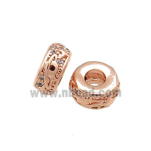 Copper Heishi Beads Pave Zircon Rose Gold