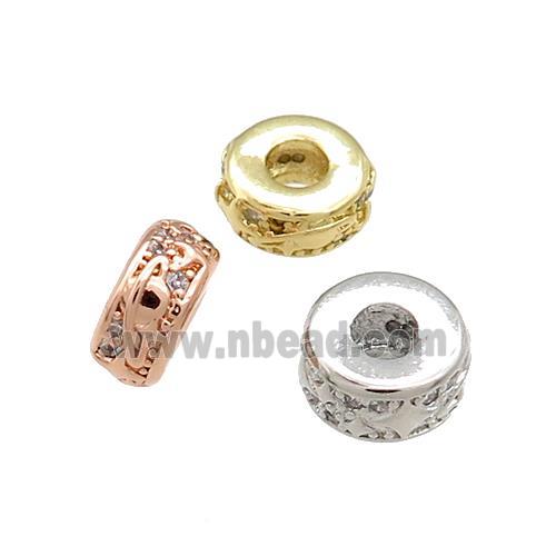 Copper Heishi Beads Pave Zircon Rondelle Mixed