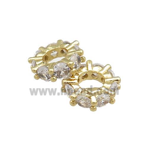 Copper Heishi Beads Pave Zircon Gold Plated