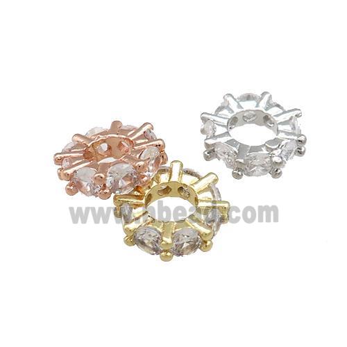 Copper Heishi Beads Pave Zircon Rondelle Mixed