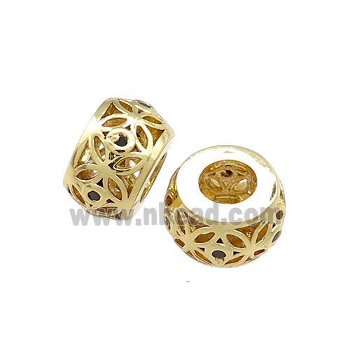 Copper Rondelle Beads Pave Zircon Gold Plated