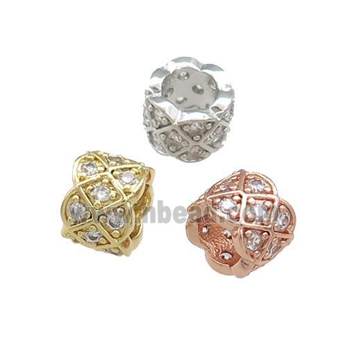 Copper Tube Beads Pave Zircon Large Hole Mixed