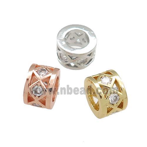 Copper Tube Beads Pave Zircon Large Hole Mixed