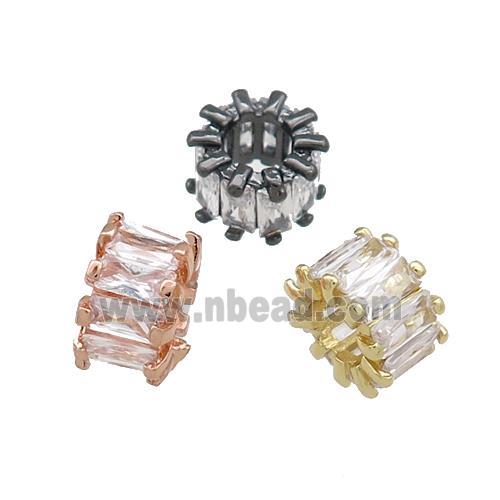 Copper Tube Beads Pave Zircon Mixed