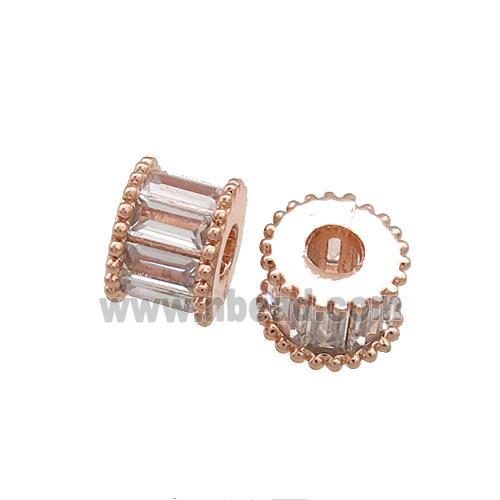 Copper Tube Beads Pave Zircon Rose Gold