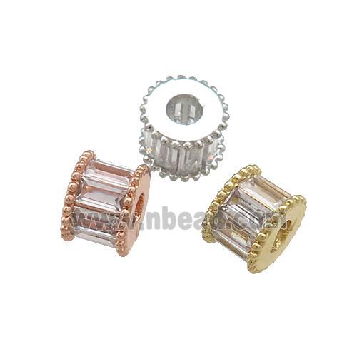 Copper Tube Beads Pave Zircon Mixed