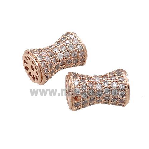 Copper Bamboo Beads Pave Zircon Rose Gold