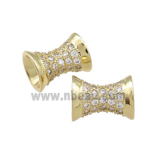 Copper Bamboo Beads Pave Zircon Gold Plated