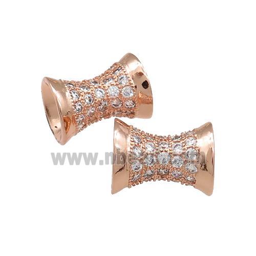 Copper Bamboo Beads Pave Zircon Rose Gold