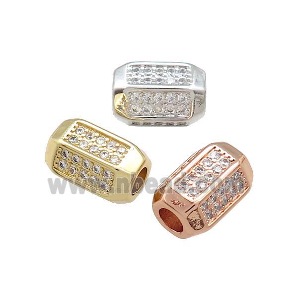 Copper Tube Beads Pave Zircon Mixed