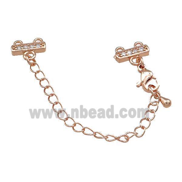 Copper CordEnd Pave Zircon Rose Gold