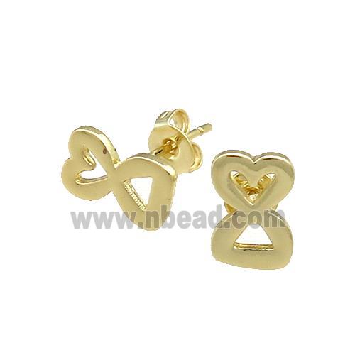 Copper Heart Stud Earring Gold Plated