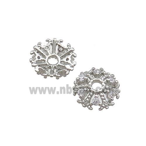 Copper Beadcaps Pave Zircon Platinum Plated