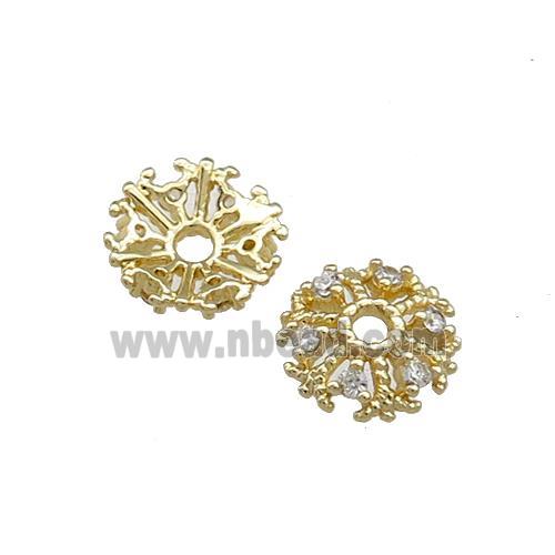 Copper Beadcaps Pave Zircon Gold Plated