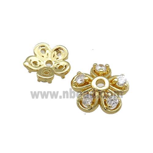 Copper Beadcaps Pave Zircon Gold Plated