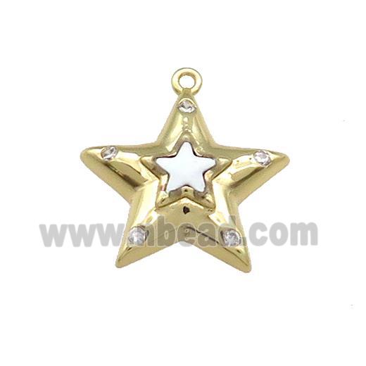 Copper Star Pendant Pave Zircon Gold Plated