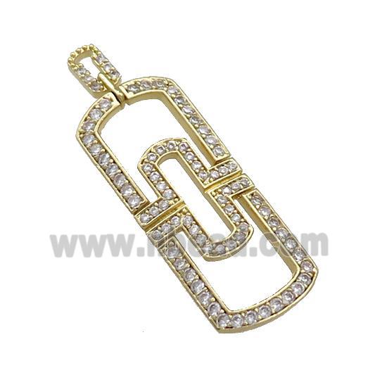 Copper Rectangle Pendant Pave Zircon Gold Plated