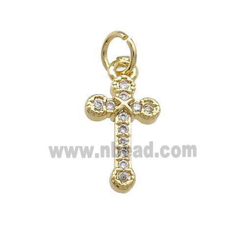 Copper Cross Pendant Pave Zircon Gold Plated