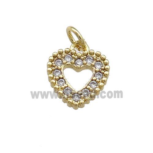 Copper Heart Pendant Pave Zircon Gold Plated