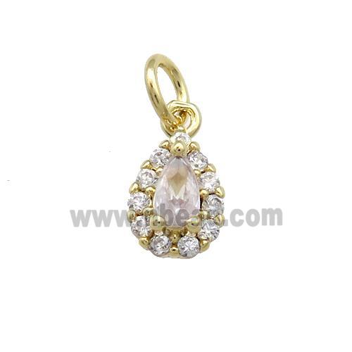 Copper Teardrop Pendant Pave Zircon Gold Plated