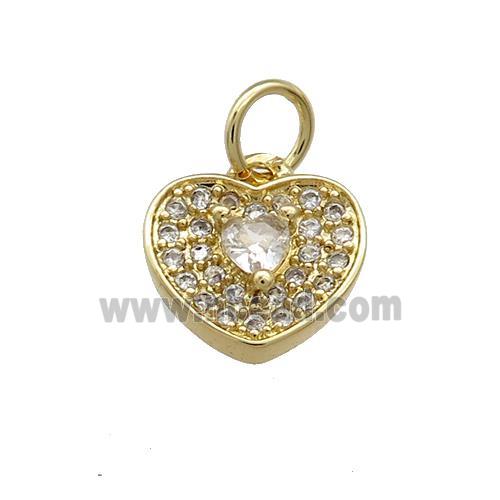 Copper Heart Pendant Pave Zircon Gold Plated