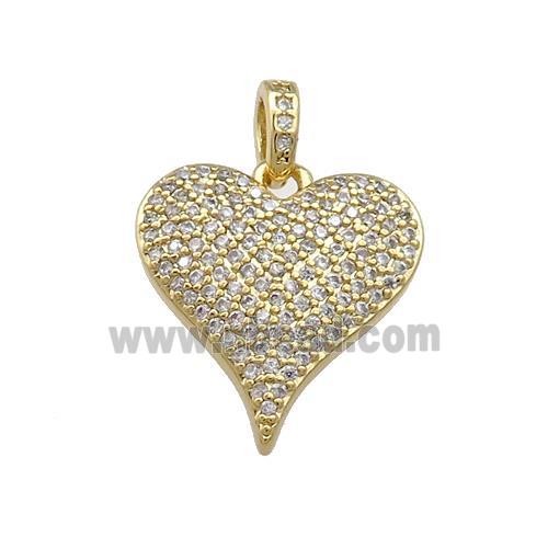 Copper Heart Pendant Pave Zircon Gold Plated